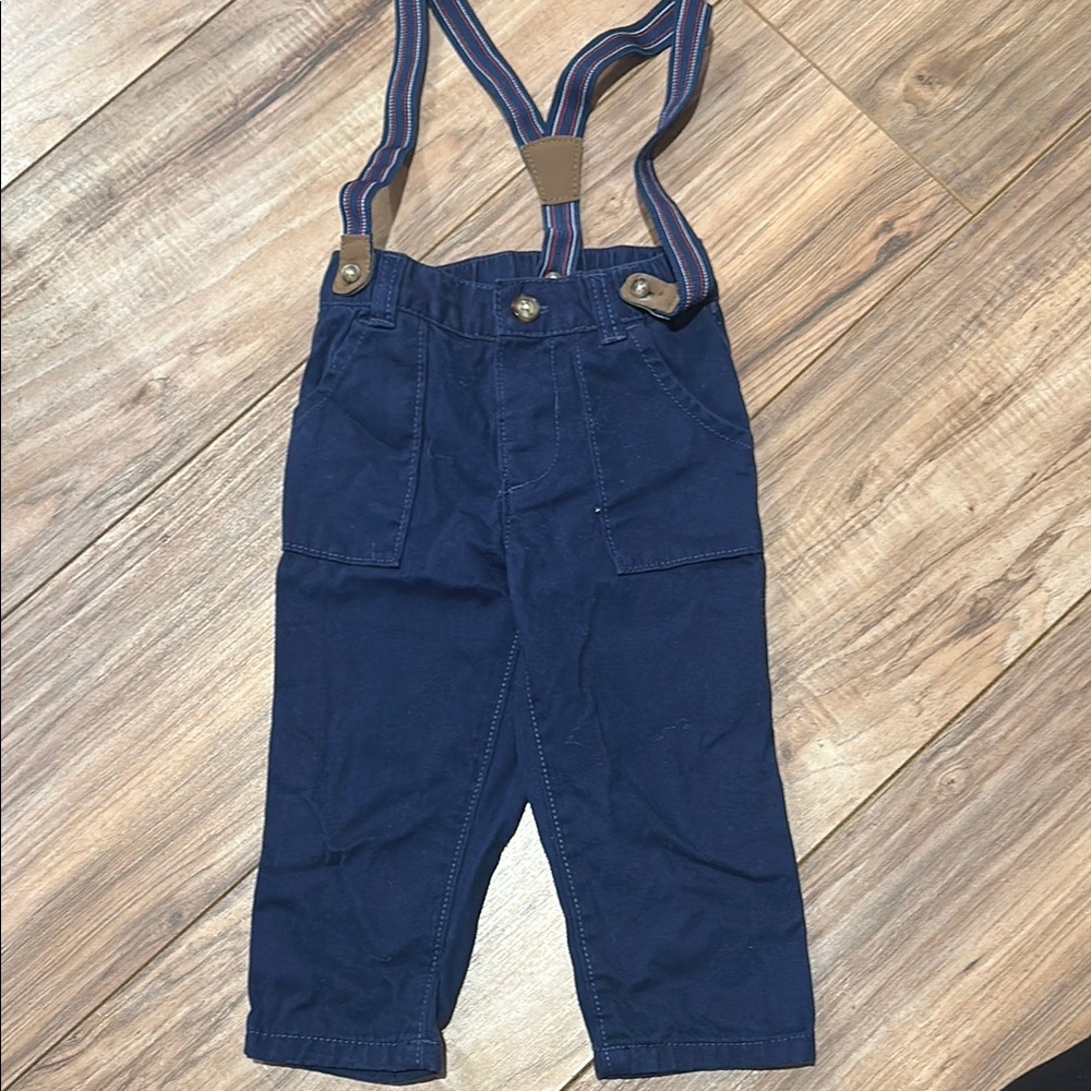 Navy Blue Kids Suspender Pants